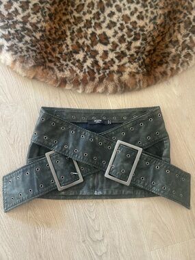 Jaded London Faux Leather Buckle Mini Skirt